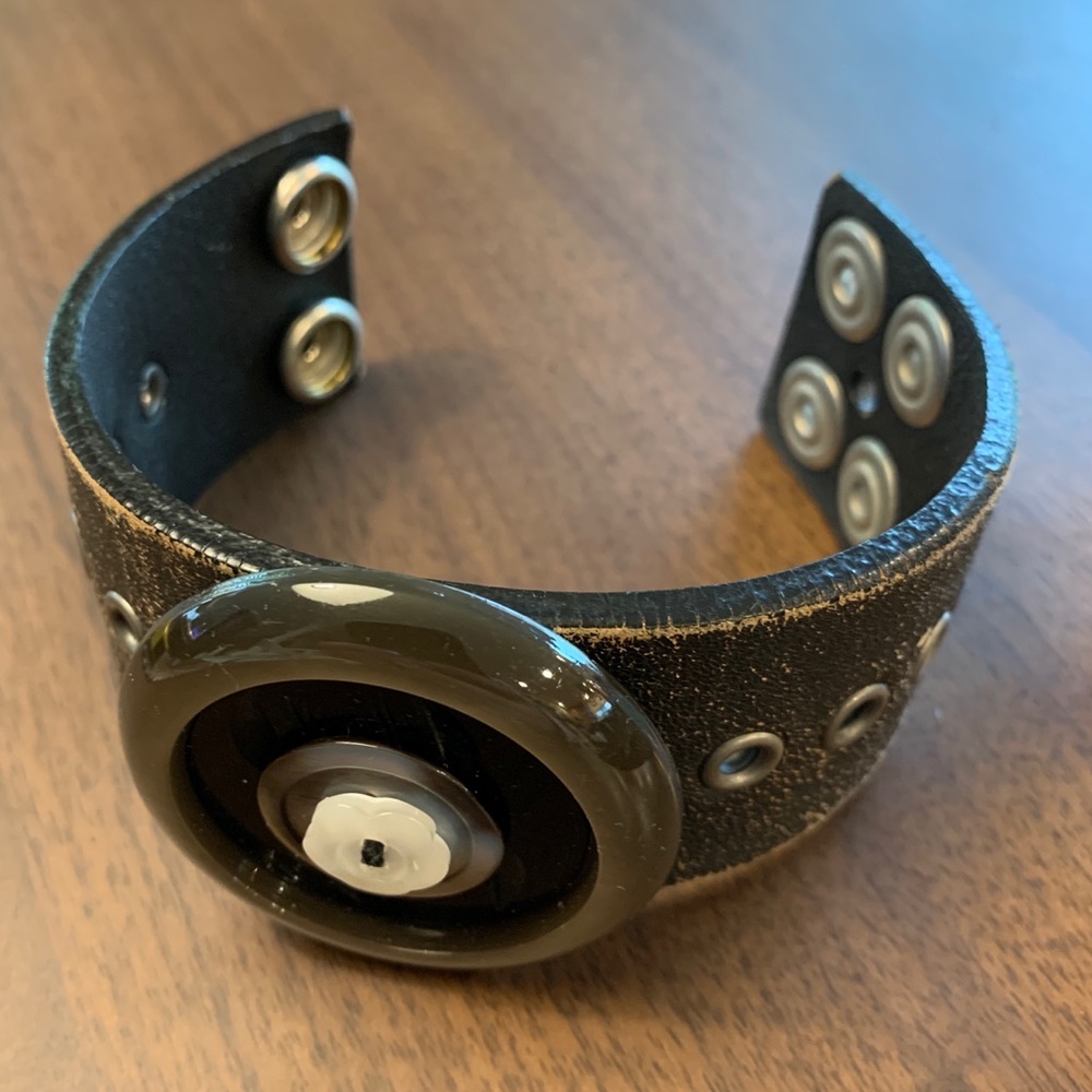 Vintage Upcycled leather cuff bracelet- adjustable